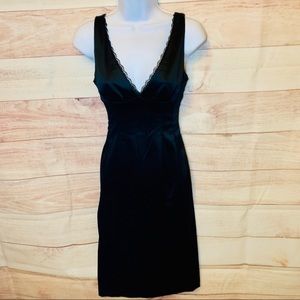 NWOT Black Dress Deep V-Neck Lace Lined